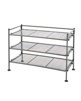 Seville Classics 3-Tier Stackable Sturdy Steel Mesh Utility Shoe Rack