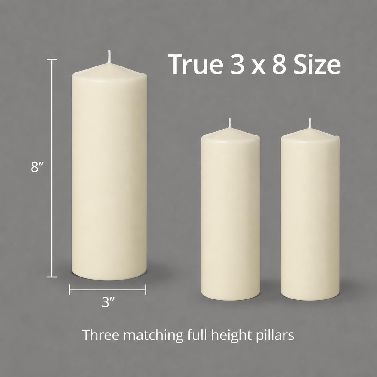 Yummi 3" x 8" Round Pillar Candles - 3 per Pack