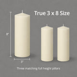 Yummi 3" x 8" Round Pillar Candles - 3 per Pack