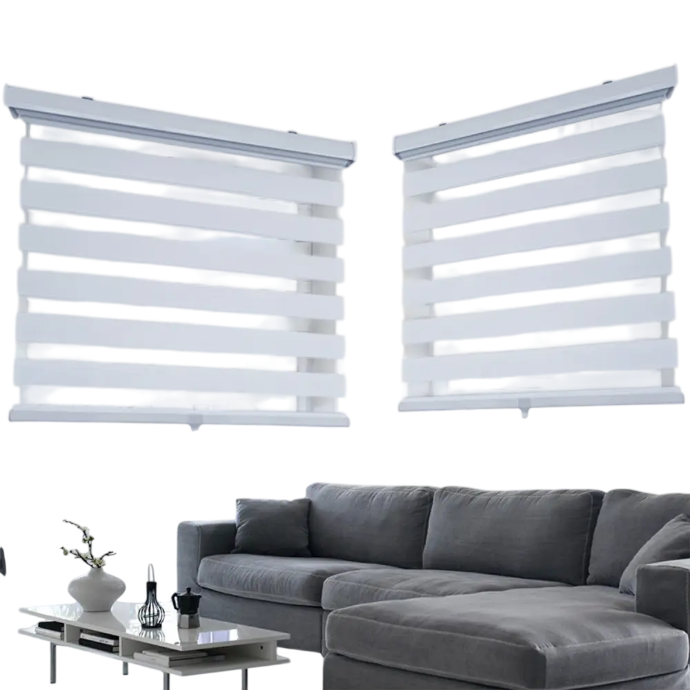 ITY CDNW-1 60 Olivia Stone Cordless Polyester Zebra Day-Night Blind 60"x84" in White