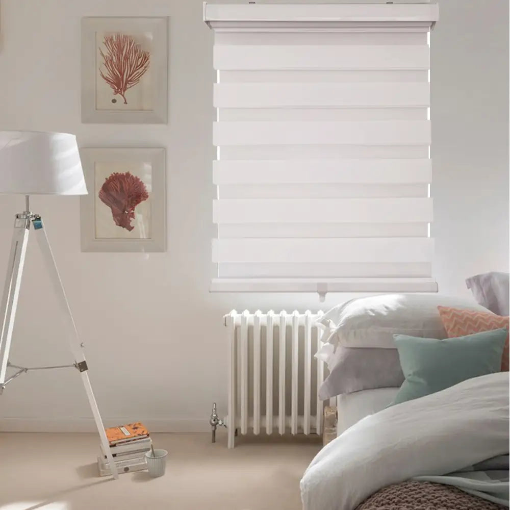 ITY CDNW-1 52 Olivia Stone Cordless Polyester Zebra Day-Night Blind 52"x84" in White
