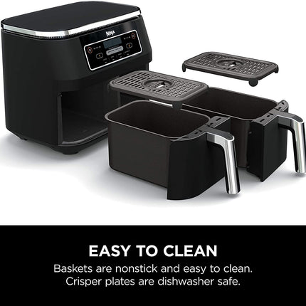 NINJA Foodi 4-in-1, 8-qt., 2-Basket Air Fryer with DualZone Technology - Factory serviced with Home Essentials warranty - DZ100