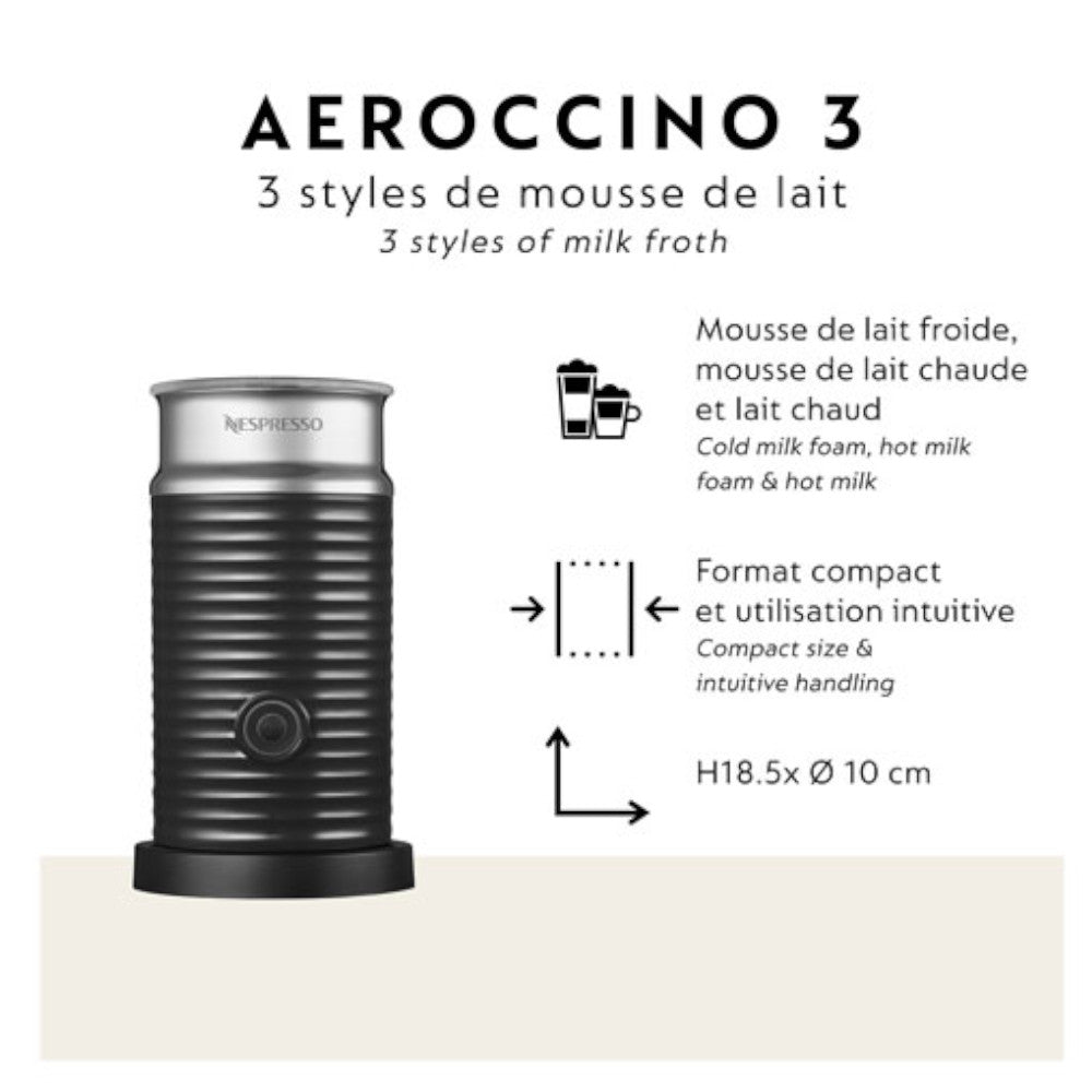 NESPRESSO Vertuo Coffee & Espresso Machine by De'Longhi with Aeroccino Milk Frother - Silver - ENV135SAECA