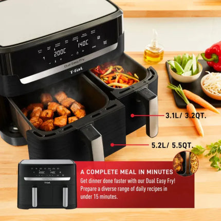 T-FAL EY901850 Dual Easy Fry Air fryer & Grill - Blemished package with full warranty