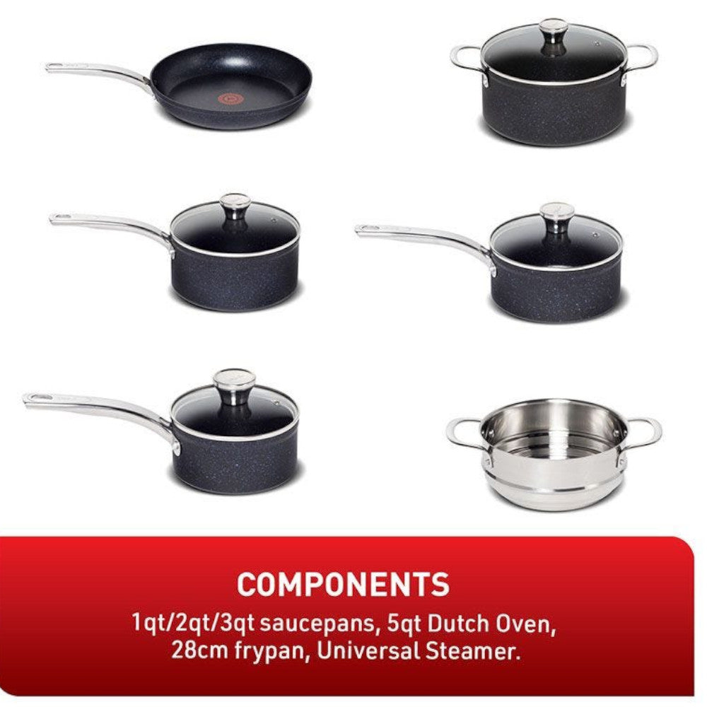 T-FAL Sapphire 10 Piece Cookware Set - Blemished package with full warranty - G104SA74