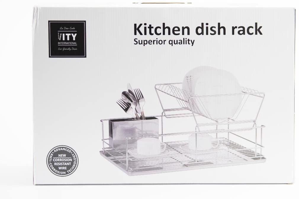 ITY 2 Tier Dish Rack with Chrome Tray - G3386