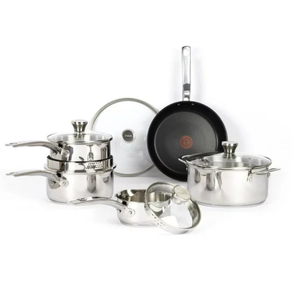 T-FAL Unlimited Stainless Steel 10Pc Cookware Set - H868SA54