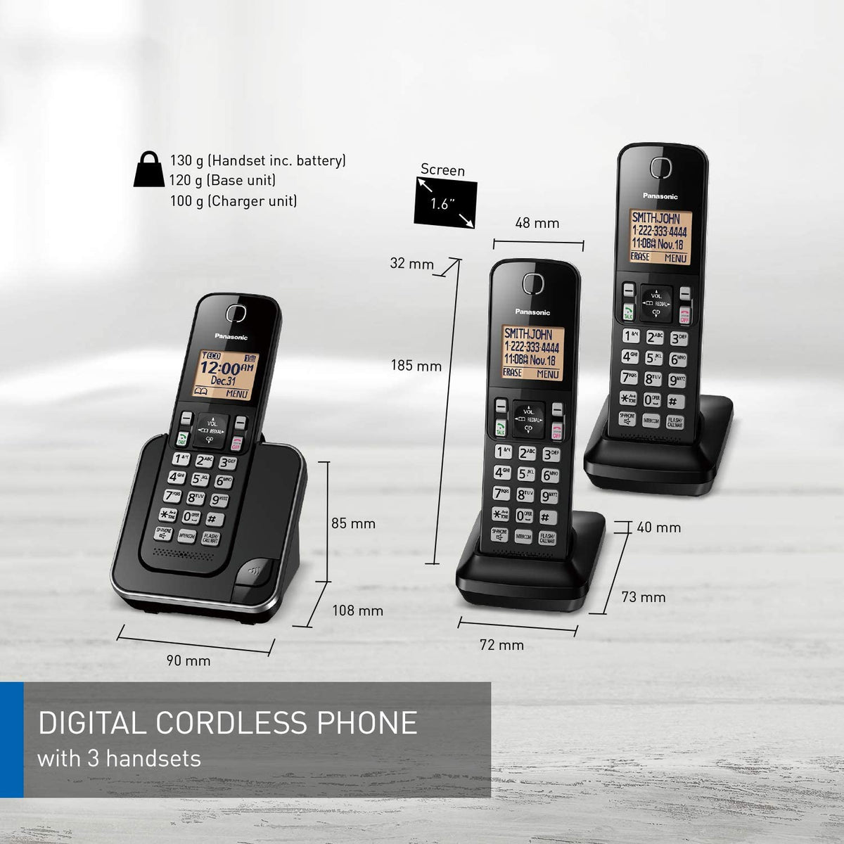 PANASONIC 3 Handset Telephone -  Refurbished with Home Essentials warranty - KX-TGC383C