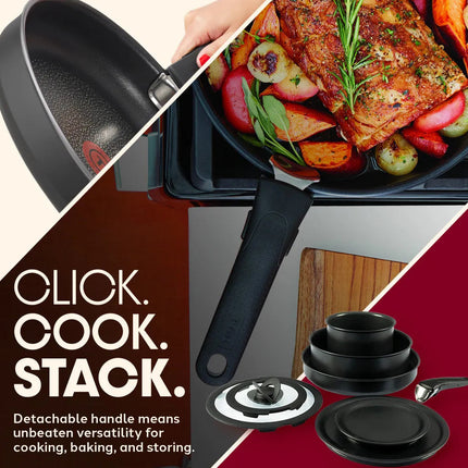 T-FAL L242S884 Ingenio Expertise Cookware 8 Piece Set Black