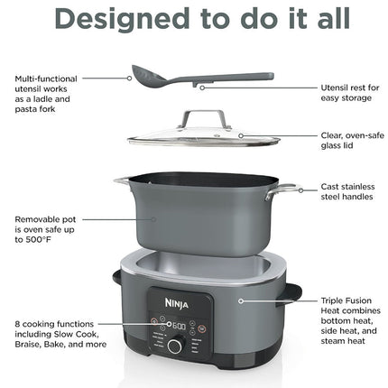NINJA MC1001 Foodi Possible Cooker PRO 8.5 Quart Multi-Cooker - Factory serviced with Home Essentials warranty