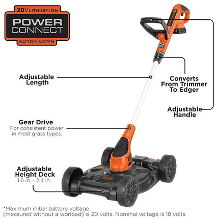 BLACK+DECKER 20V Max* Lithium 12 Inch 3-In-1 Compact Mower - MTC220