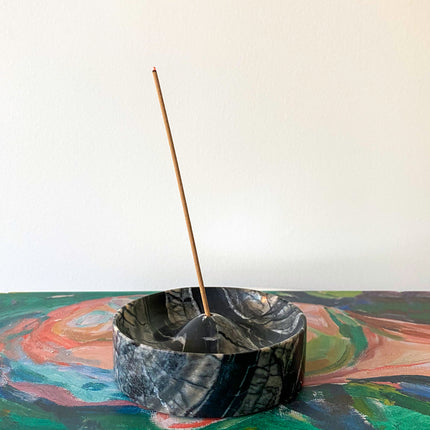 Incense Holder - Black Marble