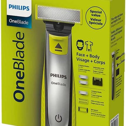 Philips Shaver OneBlade Face+Body, Trims, Edges, and Shaves Any Length, Bonus Blade Included, QP2834/60