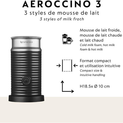 Nespresso Vertuo Next Coffee & Espresso Machine with Aeroccino3 Milk Frother – Chrome (ENV120CAE)