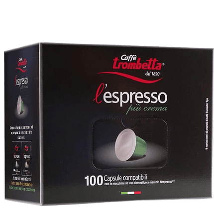 Caffè Trombetta Espresso Coffee Capsules, 100-pack , Black