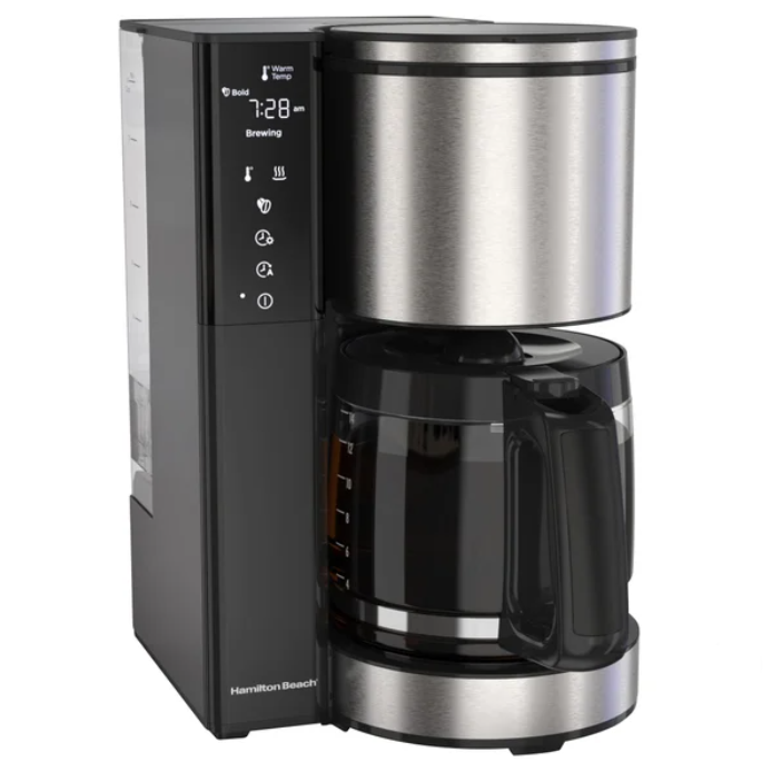 Hamilton Beach , Easy Measure 14 Cup Programmable Coffee Maker with Touch Display and Reusable Filter, Black