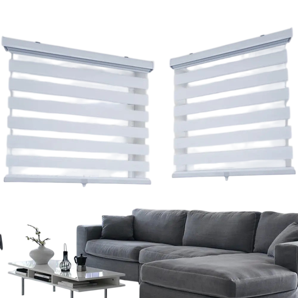 ITY CDNW-1 75 Olivia Stone Cordless Polyester Zebra Day-Night Blind 75"x84" in White