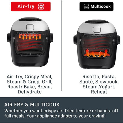 T-fal , Multicook Actifry, Multicooker & Air Fryer with Automatic Stirring Paddle, 6 L / 6.3 Qt. , Chrome