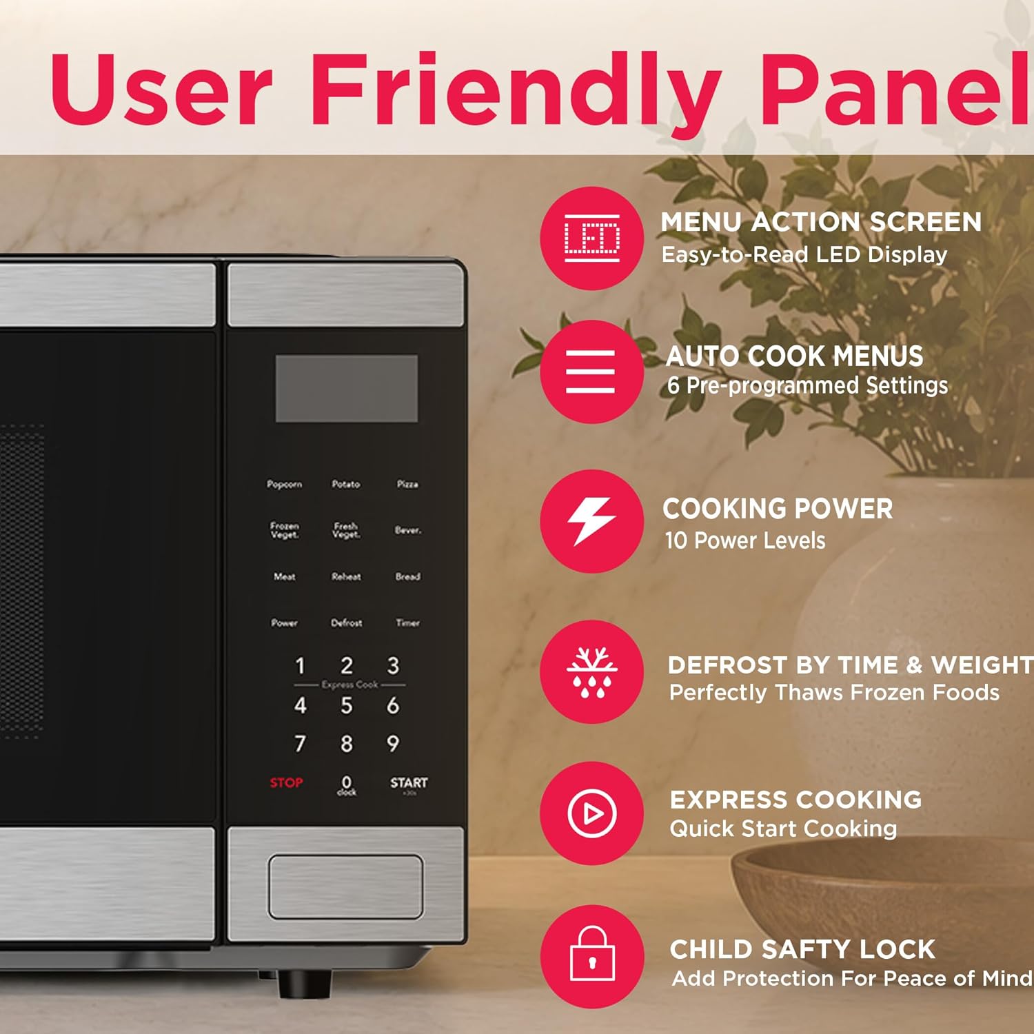 Frigidaire , 0.9 CU. FT. Microwave, Digital Control Panel - Auto Cooking Settings - Child Safety Lock , Stainless Steel