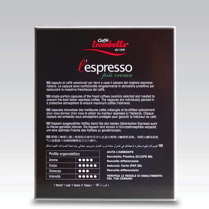 Caffè Trombetta Espresso Coffee Capsules, 100-pack , Black