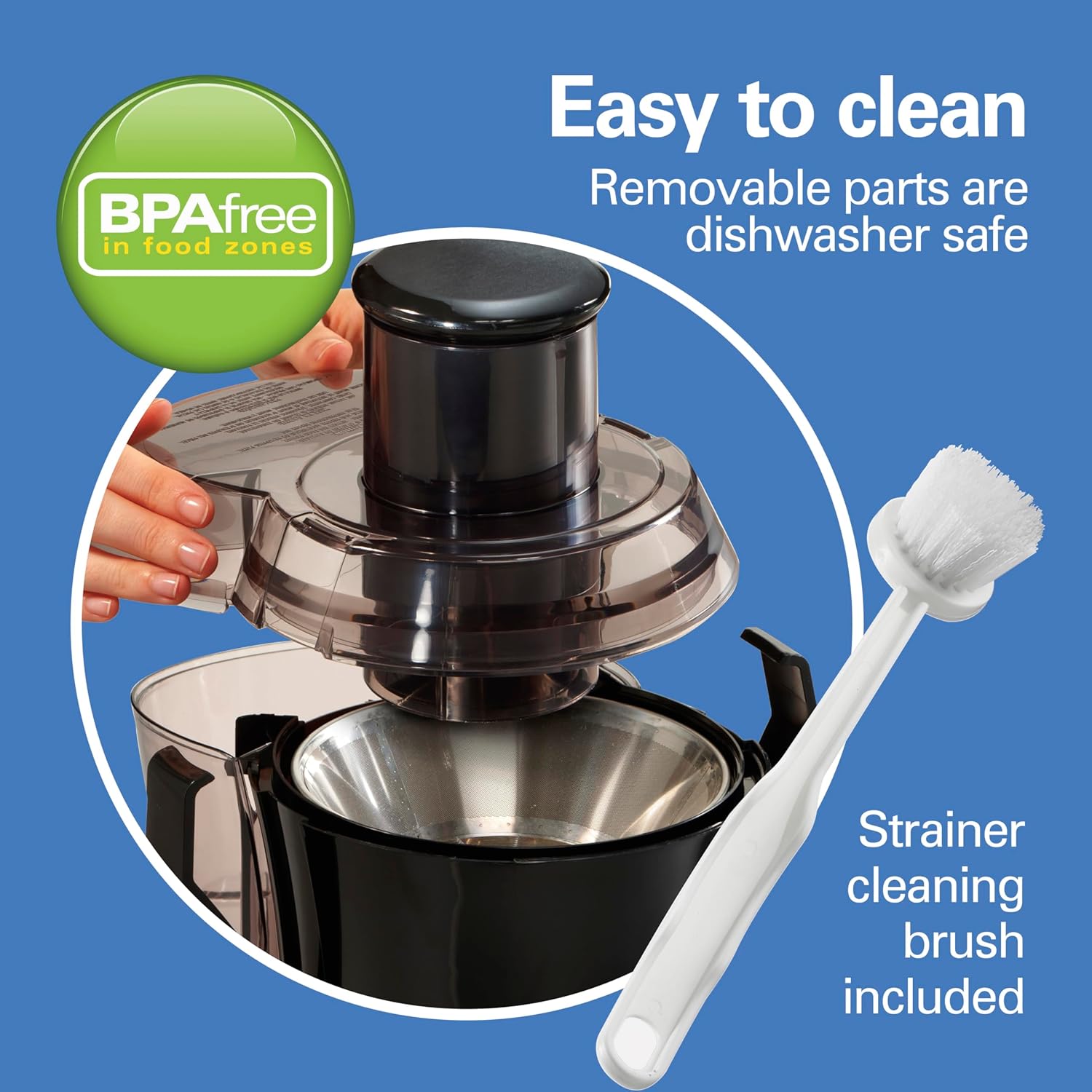 Hamilton Beach Big Mouth Juicer 800W, 3" Feed Chute, Stainless Steel, Easy Clean 67608