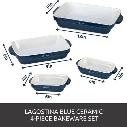 LAGOSTINA L913411404B Blue Ceramic 4 Piece Bakeware Set