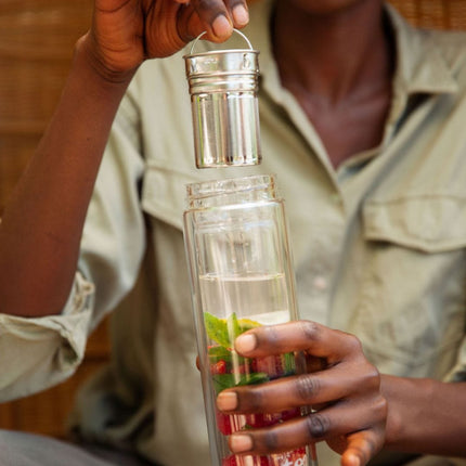 3 in 1 Sustainable Glass and Bamboo Tea Tumbler